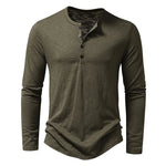 Green long-sleeve shirt with button details on a white background