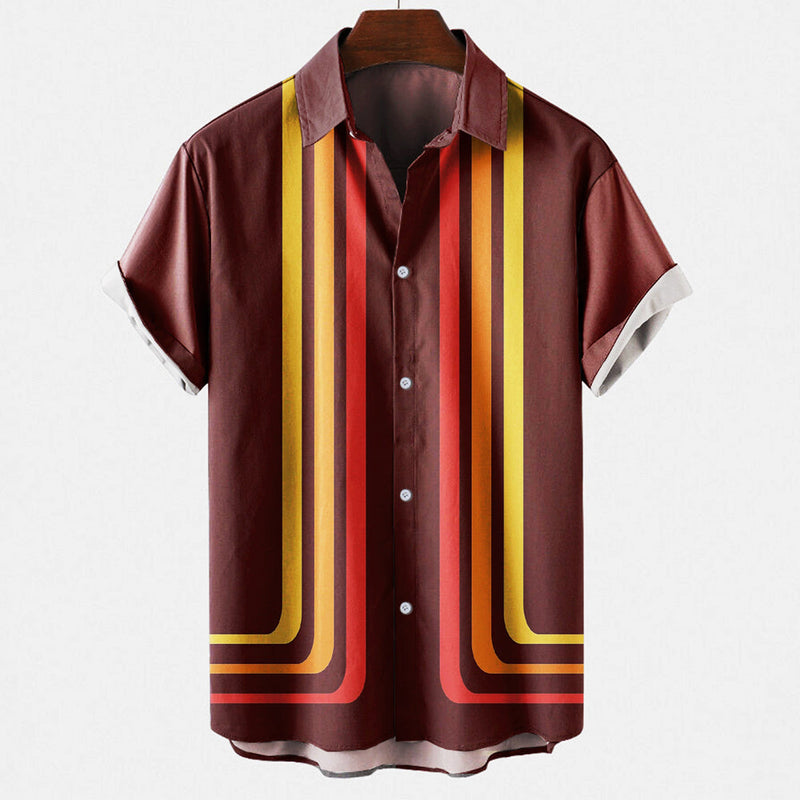 Short-sleeve shirt with a striped pattern on a white background