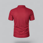 Red polo shirt on a gray background