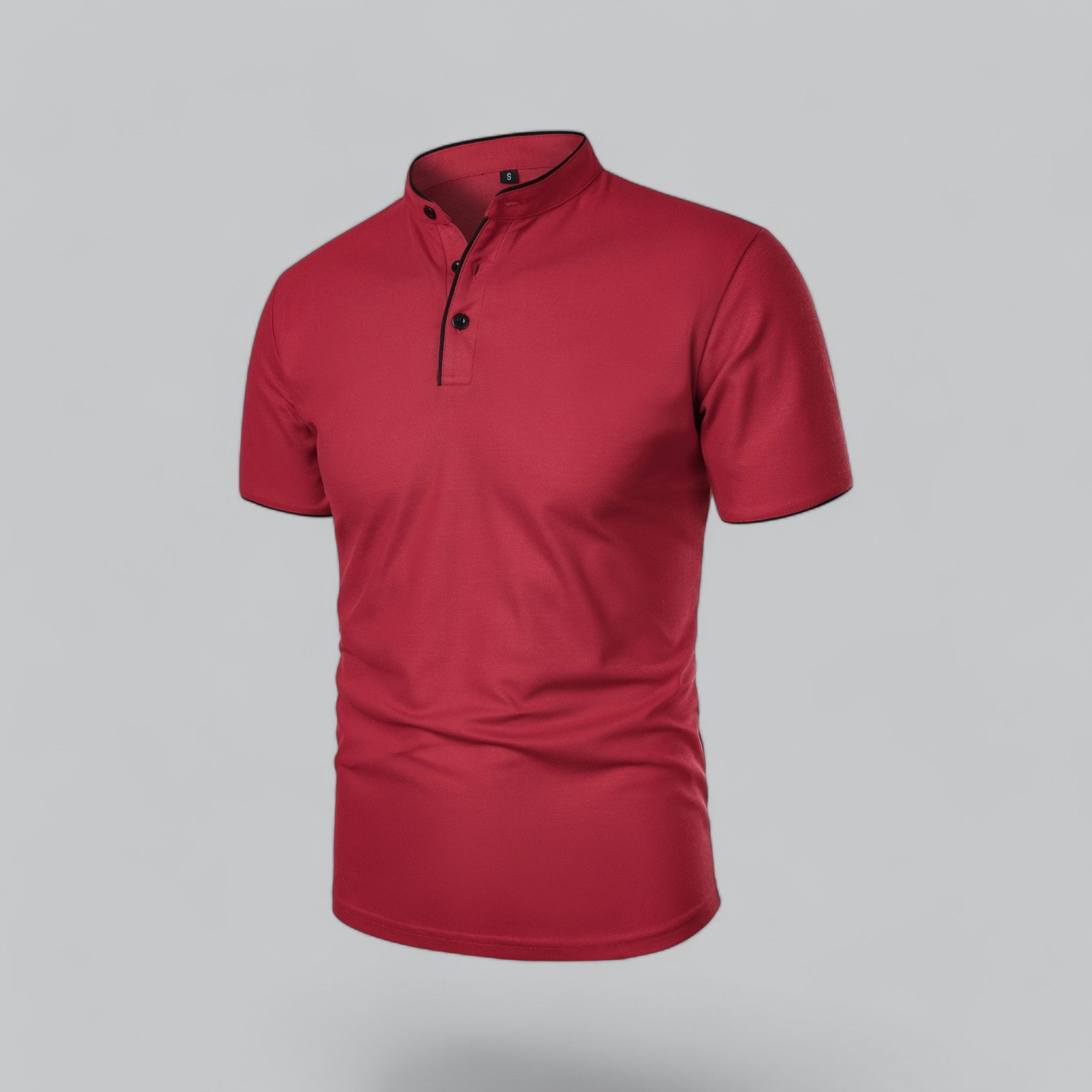 Red polo shirt on a gray background