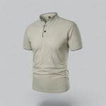 Beige polo shirt on a light gray background