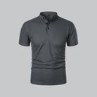 Gray polo shirt on a light gray background