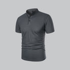 Gray polo shirt on a light gray background
