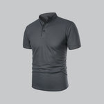 Gray polo shirt on a light gray background