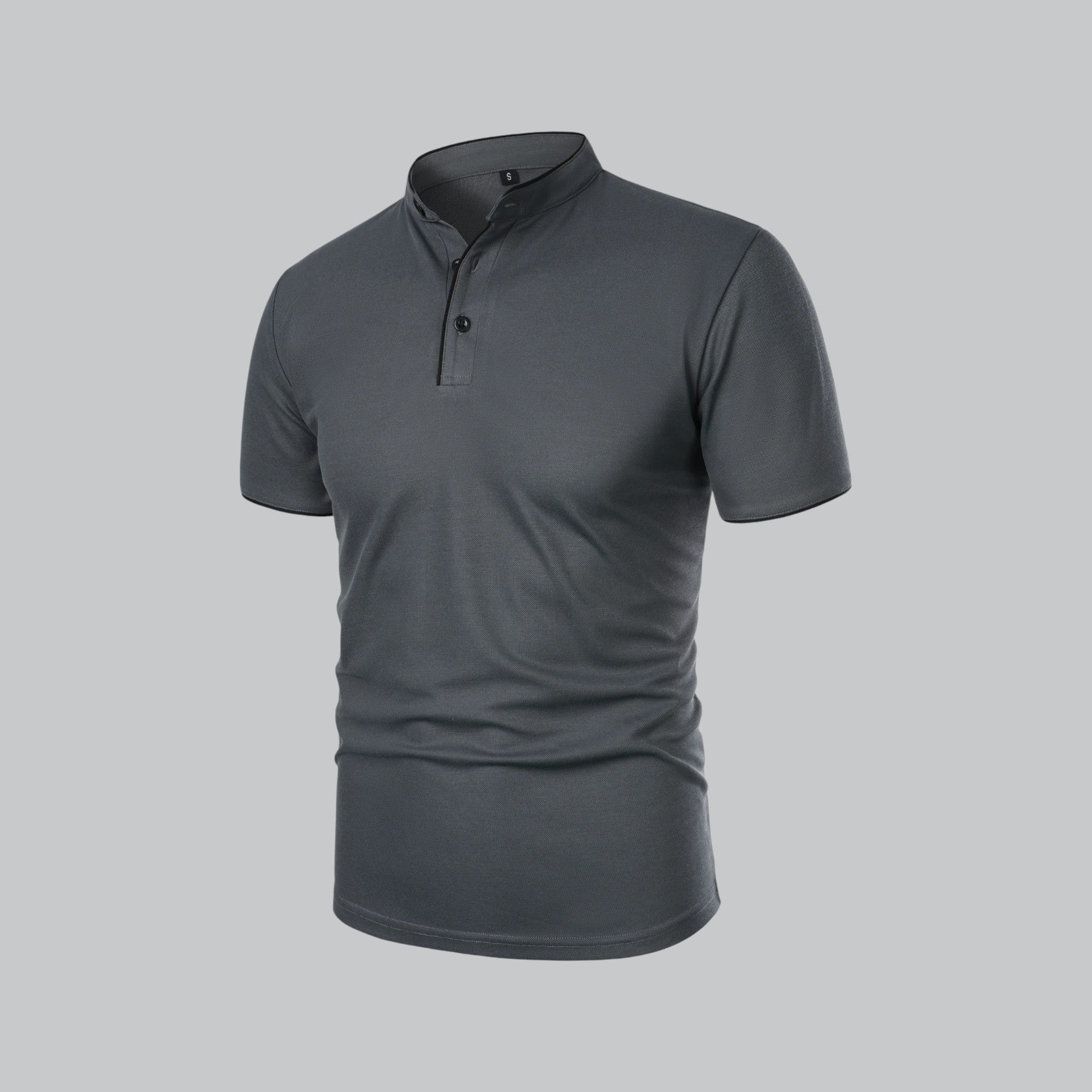 Gray polo shirt on a light gray background