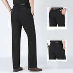 Black pants with a close-up inset on a white background