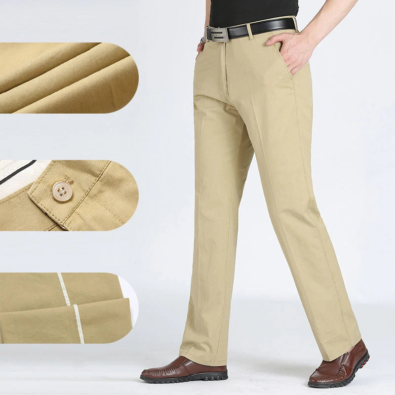 Beige pants with close-up details on a white background