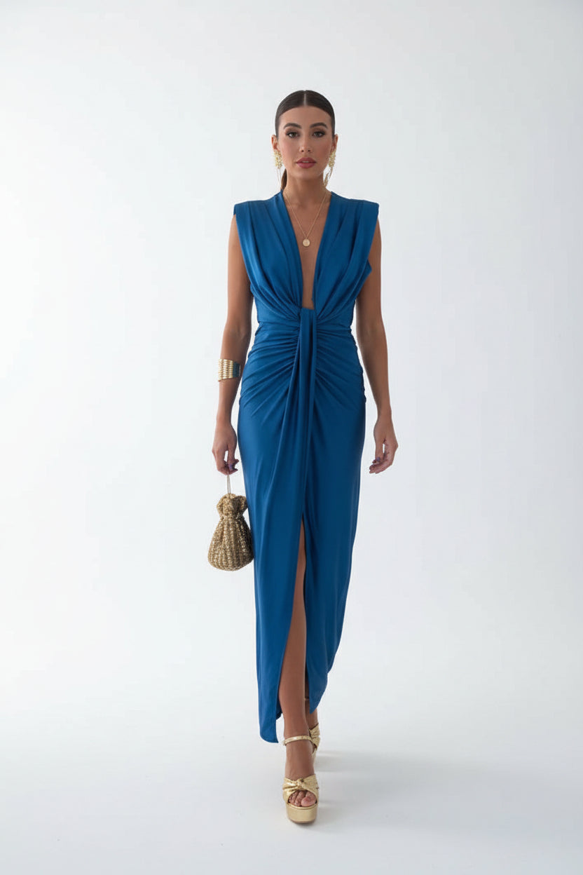 Women's Pleated Maxi Dress Flowy Fit Sleeveless - Craw Leigh  Craw-leigh