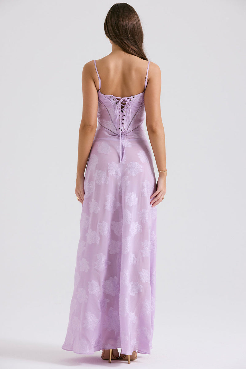 Women’s Velvet Floral Maxi Gown with Corset Bodice for Evening & Formal Wear
