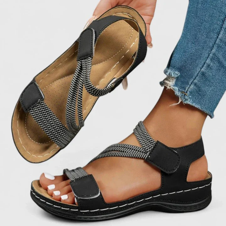 Women’s open toe comfort sandals with arch support and cushioned sole