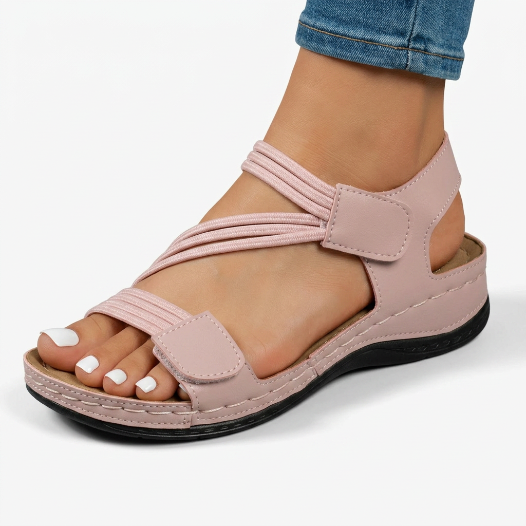 Women’s open toe comfort sandals with arch support and cushioned sole
