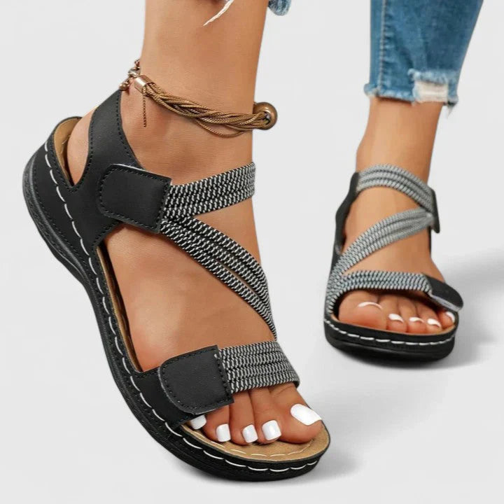 Women’s open toe comfort sandals with arch support and cushioned sole