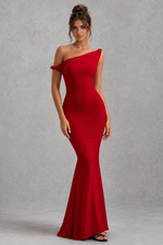 Women’s Asymmetric Bodycon Maxi Dress in Stretch Jersey for Evening & Formal Wear