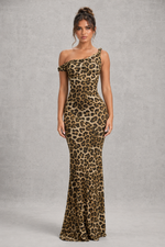 Women’s Asymmetric Bodycon Maxi Dress in Stretch Jersey for Evening & Formal Wear