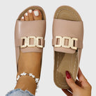 Women’s buckle strap comfort sandals with open toe design