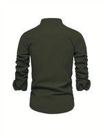 Green long-sleeve shirt on a white background