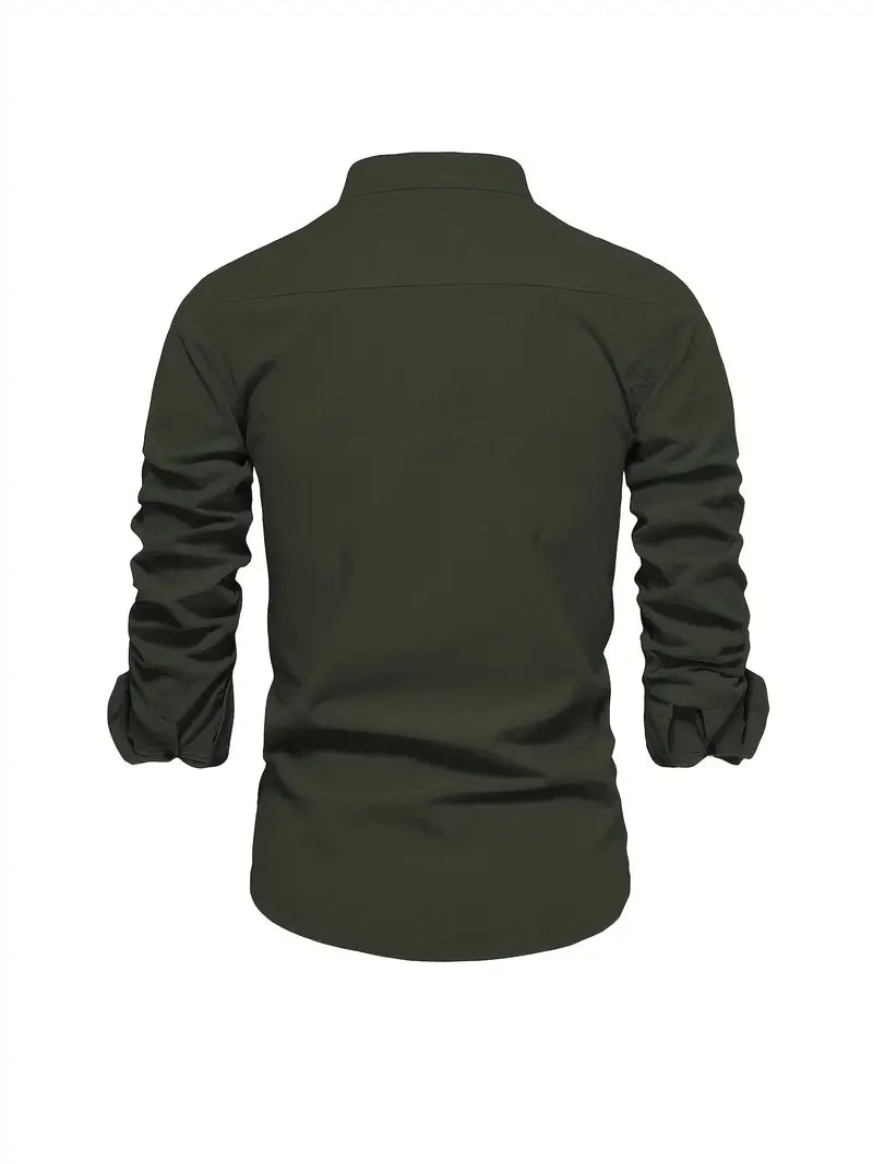 Green long-sleeve shirt on a white background