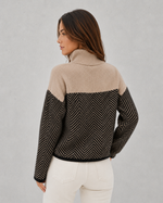 Women's Colour Block Roll Neck Jumper - Soft Knitted Winter Sweater