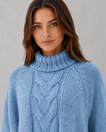 Women's Cable Knit Roll Neck Jumper - Soft Chunky Winter Sweater