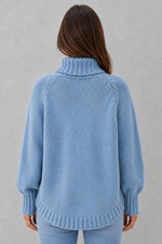 Women's Cable Knit Roll Neck Jumper - Soft Chunky Winter Sweater
