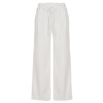 White wide-leg pants on a white background