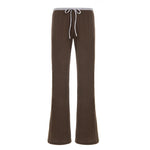 Brown sweatpants with a white drawstring on a white background