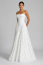 Women’s floral maxi occasion dress with fitted bodice and flowing skirt for elegant events