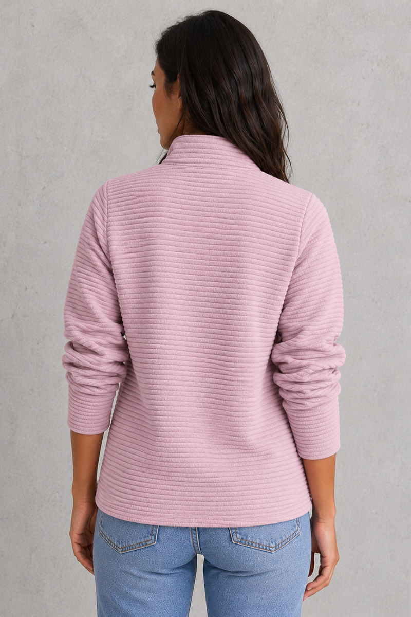 Women’s Half Zip Knitted Jumper - Relaxed Fit Collared Pullover