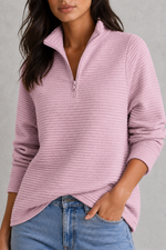 Women’s Half Zip Knitted Jumper - Relaxed Fit Collared Pullover