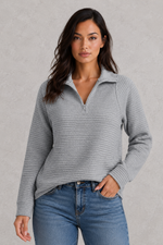 Women’s Half Zip Knitted Jumper - Relaxed Fit Collared Pullover