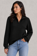 Women’s Half Zip Knitted Jumper - Relaxed Fit Collared Pullover