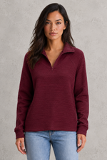 Women’s Half Zip Knitted Jumper - Relaxed Fit Collared Pullover