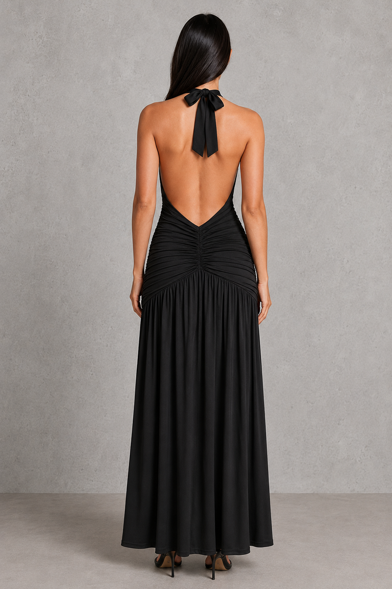 Women’s Halter Maxi Dress with Split Detail for Evening & Formal Wear