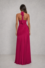 Women’s Halter Mesh Maxi Dress with Plunge Neckline for Wedding, Formal & Occasion Wear