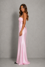 Women's Satin Maxi Dress – Wedding Guest, Halter Neck & Evening Dress
