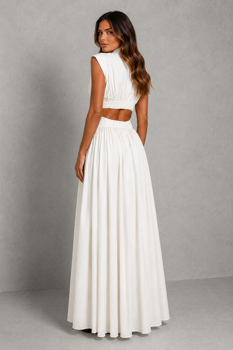 Women’s High Neck Lace-Up Back Maxi Dress for Formal & Evening Wear