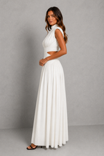 Women’s High Neck Lace-Up Back Maxi Dress for Formal & Evening Wear