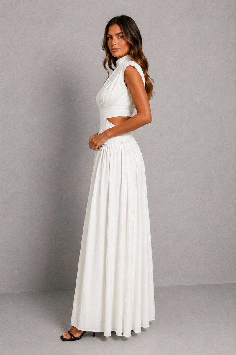 Women’s High Neck Lace-Up Back Maxi Dress for Formal & Evening Wear