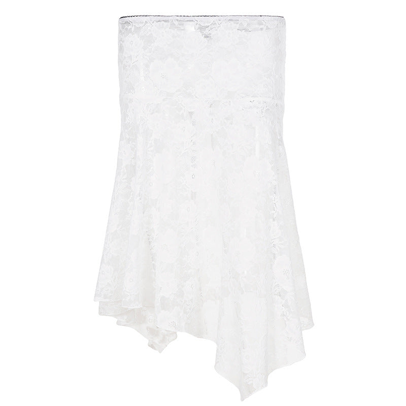 White lace skirt on a white background