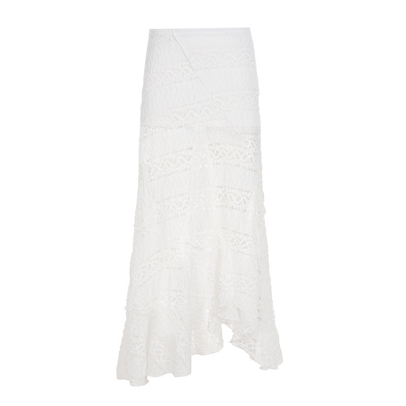 White lace skirt on a white background