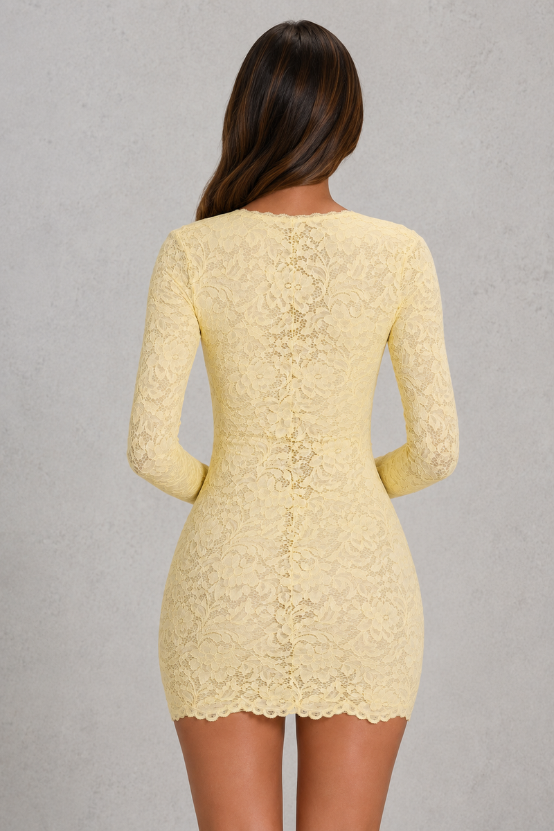 Women’s Lace Mini Dress with Long Sleeves for Party & Evening Wear