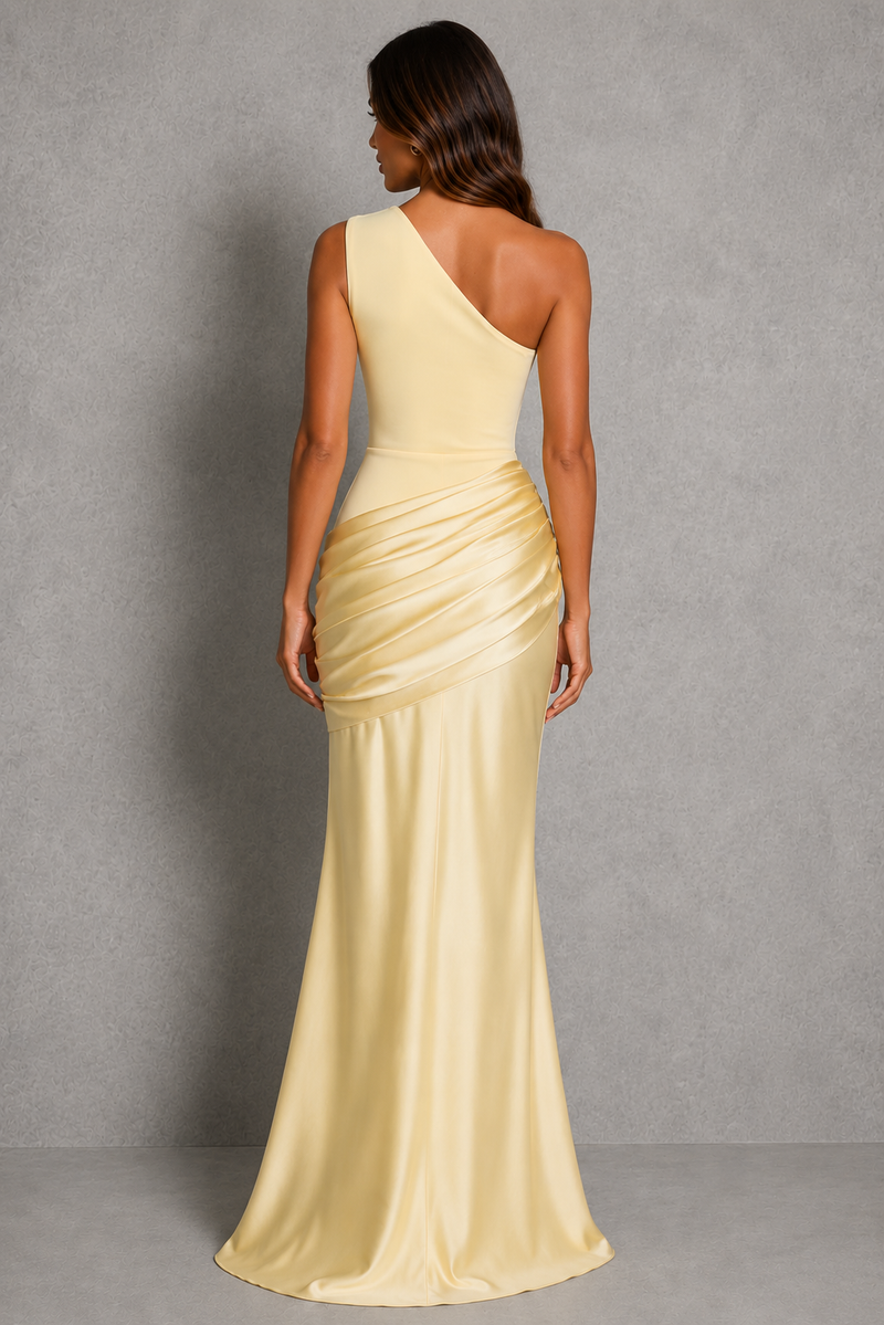 Women’s One-Shoulder Maxi Dress with Draped Detail for Formal & Evening Wear