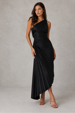 Women’s One-Shoulder Pleated Midi Dress for Evening & Special Occasions