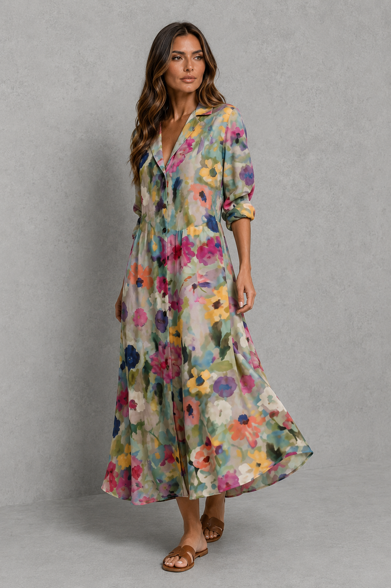 Women’s Printed Shirt Dress with Relaxed Fit for Casual Summer & Holiday Wear