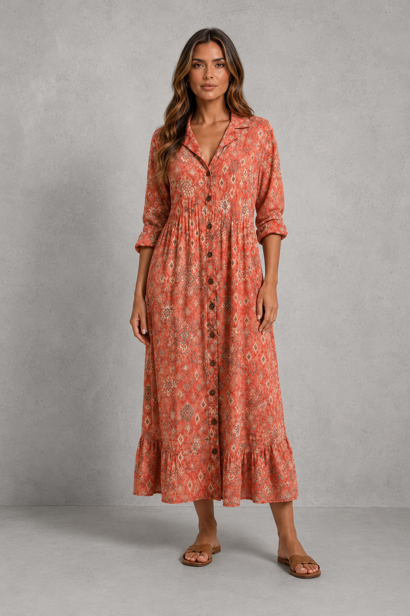 Women’s Printed Shirt Dress with Relaxed Fit for Casual Summer & Holiday Wear