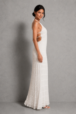 Women’s Ruched Smocked Maxi Dress with Tie Detail for Wedding, Casual & Occasion Wear