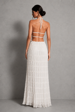 Women’s Ruched Smocked Maxi Dress with Tie Detail for Wedding, Casual & Occasion Wear