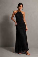 Women’s Ruched Smocked Maxi Dress with Tie Detail for Wedding, Casual & Occasion Wear