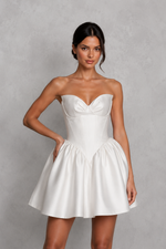 Women’s Satin Corset Bridal Mini Dress with Draped Bust for Weddings & Bridal Events