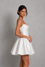 Women’s Satin Corset Bridal Mini Dress with Draped Bust for Weddings & Bridal Events